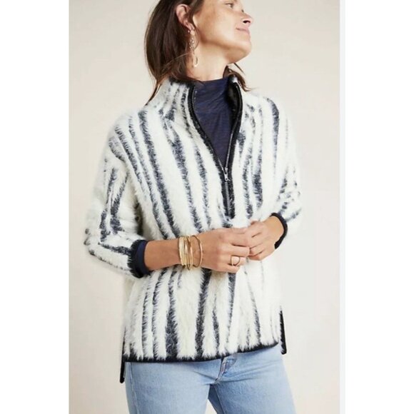$200 Anthropologie Cindy Eyelash Half Zip Pullover Sweater Size Small New - Picture 1 of 12